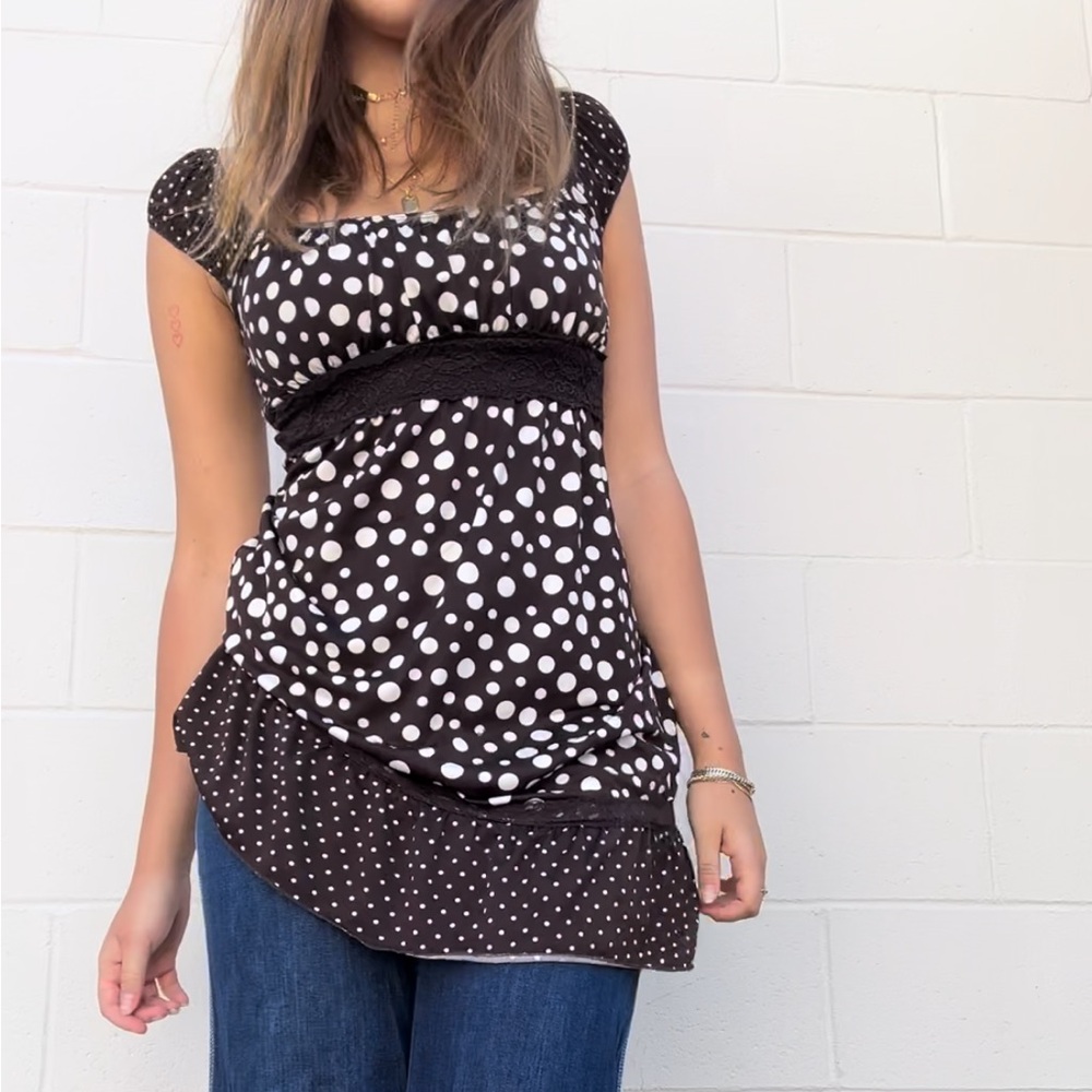 Black and White Polka Dot Top
